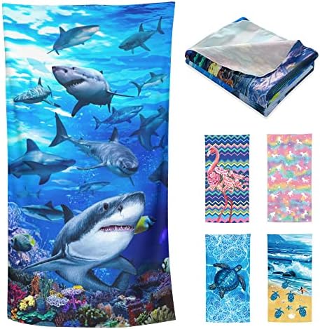 Toalha de praia de tubarão kzsmoc toalhas macias de piscina rápida seca