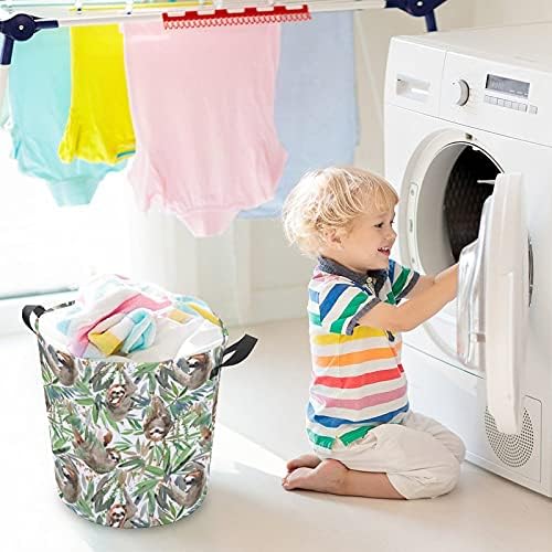 Cesta de lavanderia Foduoduo cesto de lavanderia em aquarela cesto com alças cesto dobrável Saco de armazenamento de roupas sujas para quarto, banheiro, livro de roupas de brinquedo