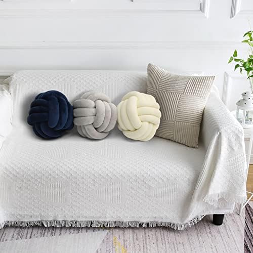 Travesseiro de bola Lanyos Knot, travesseiros decorativos redondos e macios, travesseiro de pelúcia com azares artesanais, almofada de almofada para decoração caseira