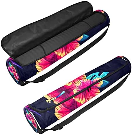 Bolsa de transportadora de tapete de ioga floral roxa tropical com alça de ombro de ioga bolsa de ginástica bolsa