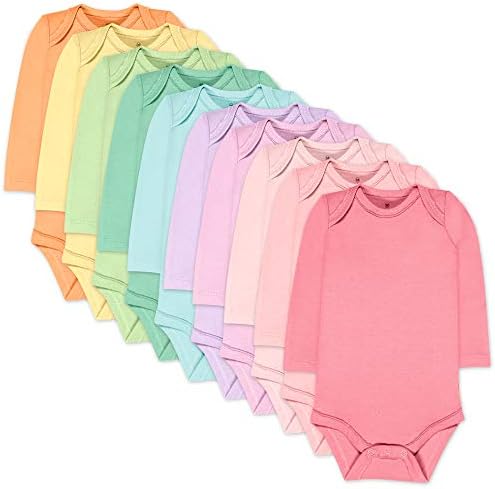 Honestbaby Baby 10-pacote de algodão orgânico Bodysuits de manga longa