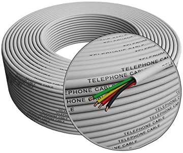 Cabo de telefone 300 pés de rolo branco arredondado 4x1/0,4 26 AWG Medidor de fio sólido -Extensão da linha telefônica da linha de telefonia bobina em massa -CONCOMECIMENTO CONCOMPATÍVEL COM CONECTOR DE END RJ11 4P4C