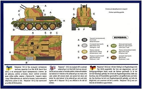 Unifodel uuu72254 1/72 Exército alemão T-34/flak38 4 tanque antiaéreo consecutivo, 654º Batalhão de Destruidor,