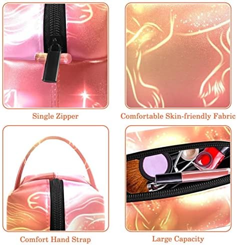 Tbouobt Bolsa cosmética para mulheres, bolsas de maquiagem Bolsa de higiene pessoal espaçosa presente de viagem, unicórnio de desenho animado rosa