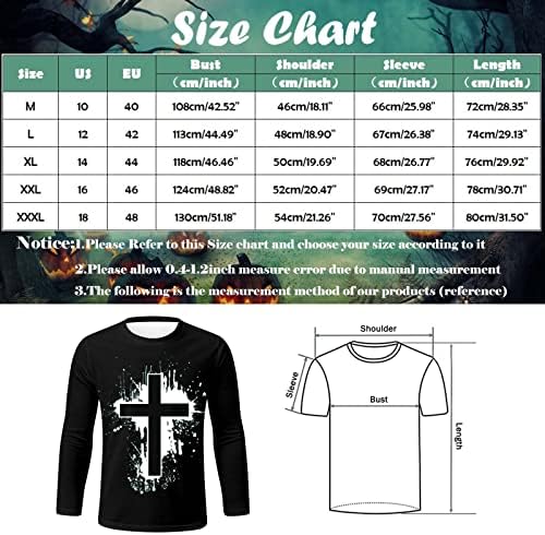 XXBR Halloween Tops para masculino, Soldier Long Sleeve 3D Sketon Athletic Workout Scary Crewneck Festumes Sports Tees