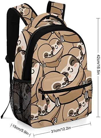 Sloth Heart Backpack Bookbag fofo engraçado gráfico impresso para livros viagens de estudo