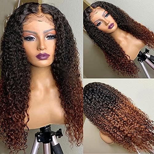 Perucas para mulheres brancas, HD Cabelo Curly Human 13x6 Lace Front peruca pré -arrancada 1b 30 ombre