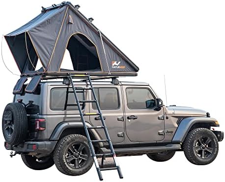 Tenda na cobertura do Wiilayok - concha dura de alumínio Pop -up Top Top com 2 barras de bagagem, escada, tira de LED - sol, vento e tenda de teto à prova d'água para acampamento SUV