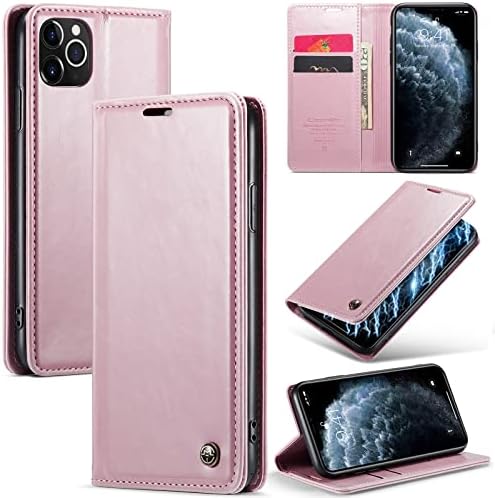 Casos de telefone para iPhone 11 Pro Max Leather Caso, Livro Flip Flip Case com Kickstand Credit Card Slot,