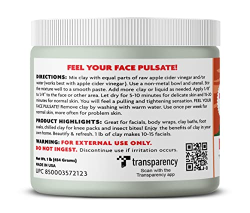 Secreto asteca - argila de cura indiana 1 lb - máscara facial e corporal de limpeza de poros profundos - a argila original de bentonita de cálcio natural - nova versão 2