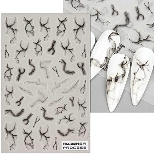 Silpecwee 7 folhas 5d nuvem adesivos para mulheres garotas garotas French Stripe estrela Butterfly Marble Nail Art Starters White Nail Decals