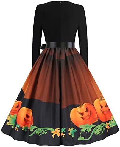 Vestidos de Halloween feminino recortou o pescoço de manga comprida, vestido de cocktail swort