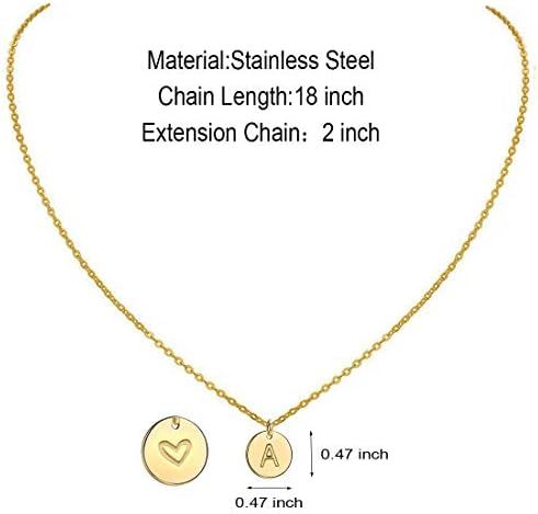 Momol Gold Gold Initial Colar, 18k Gold Bated Aço inoxidável Coin Pingente gravado Collo de cartas de coração delicado colar de nome personalizado para mulheres meninas