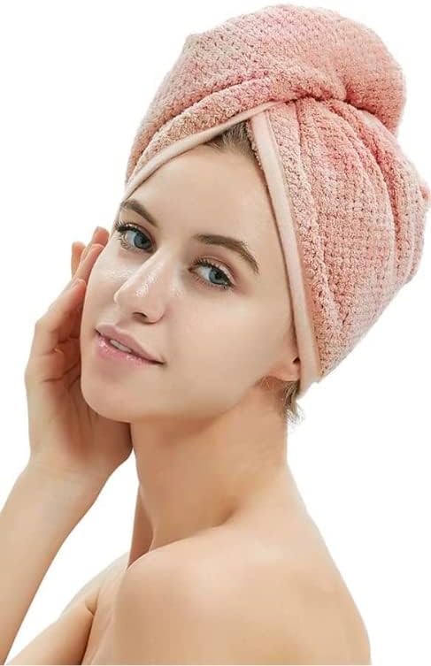 Toalha de cabelo de microfibra seca de banho, turbantes de secagem rápida para mulheres com cabelos