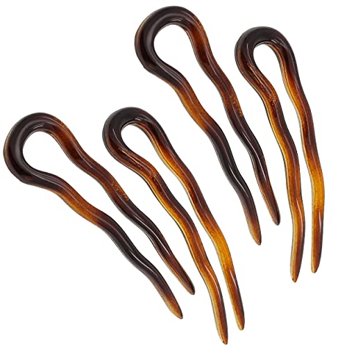 CAMILA PARIS AD823 FRANCOS TWIST Stick Hair Fork, 4 Pequeno clipe de pino de cabelo em forma de U para Spiral