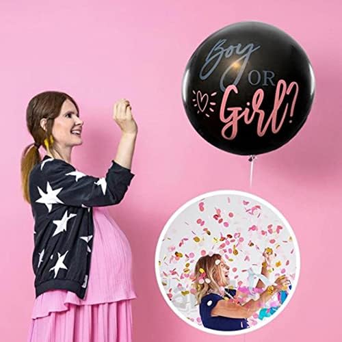Balão de gênero de gênero de bebê de 36 polegadas com maços de confete rosa e azul redondos para