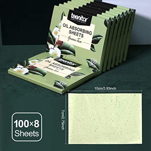 800 contam filmes de controle de óleo de chá verde natural, lençóis de absorção de óleo adolescente para cuidados com a pele oleosa, papel de borboleta