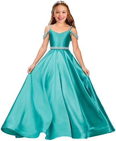 Girwem Off the ombro Girls Girls Dress Dress Formal Party Dald Long With Pockets Pt009