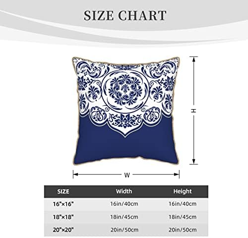 Myshe pacote de 2 veludo de veludo estilo china estilo oriental azul branco de porcelana Branca Padrão de flor decorativo travesseiro quadrado conjunto de sofá -quarto carro 18 x 18 -polegadas 45 x 45 cm