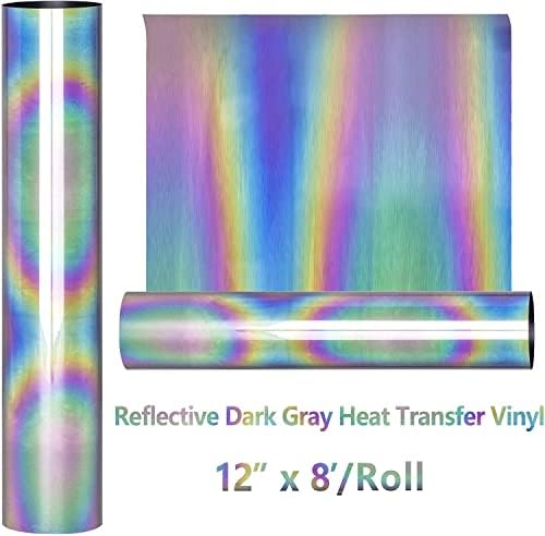 Transferência de calor de arco-íris reflexivo htvvetur htv vinil roll 12 '' x 8 'rolos para camisetas diy