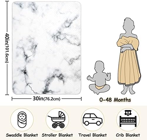 Mármore branco unissex fofo manta de bebê para uma criança coberta de berço para creche com material espeto e espesso grosso para o carrinho de presente decorativo Travel