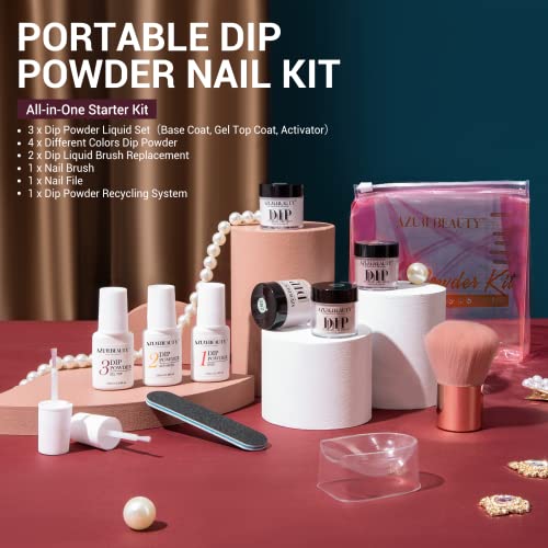 AzureBeauty Dip Power Powel fundo kit de partida branca mauve champanhe glitter, todas as estações