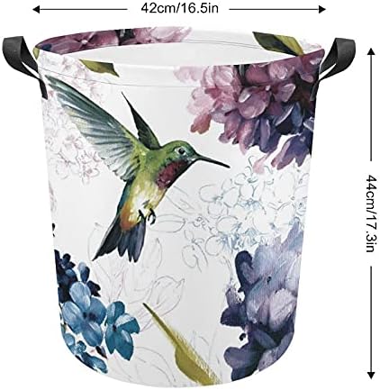 Foduoduo Cesta de cesta de aquarela Bird Bird and Flowers Laundry Tester com alças Saco de armazenamento de roupas sujas dobráveis ​​para quarto, banheiro, livro de brinquedos
