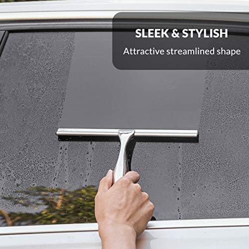 Velimax Premium 18/8 Aço inoxidável Squeegee de chuveiro para portas de chuveiro com 2 ganchos de vidro para todos