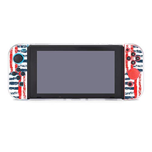 Caso para Nintendo Switch, Blue Red Red e White listrado de cinco lances definidos para capa protetora Caso Game Console de acessórios para Switch