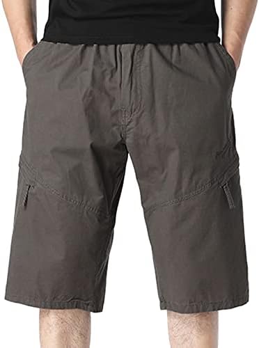 Gdjgta homens casuais sólidos verão médio cinto elástico shorts soltos de carga masculina calça curta com bolsos múltiplos