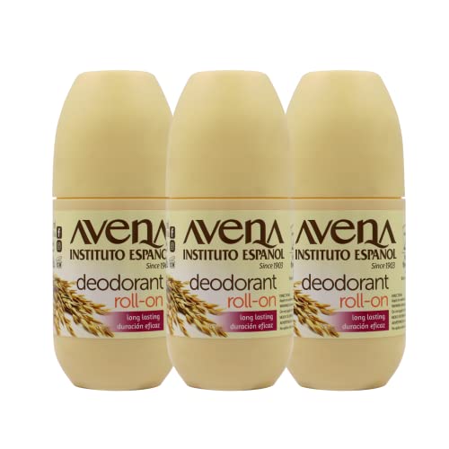 Avena Instituto Español Desodorante Roll-On, 3 pacote, 2,5 oz cada, 3 garrafas