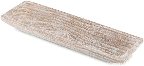 Hanobe Decorativa de madeira tigela: grandes decorações de peças centrais de madeira longa de madeira bandeja de bandeja de bandeja de bandeja rústica inacabada para sala de jantar tigelas de frutas de cozinha, branco