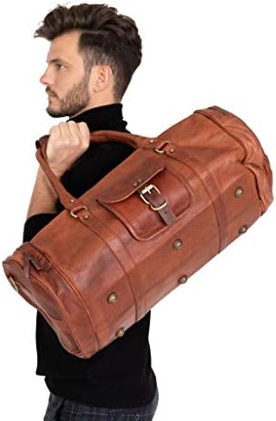 Berliner bolsa Bolsa de couro vintage Texas para viajar ou academia, bolsa noturna para homens e mulheres - marrom