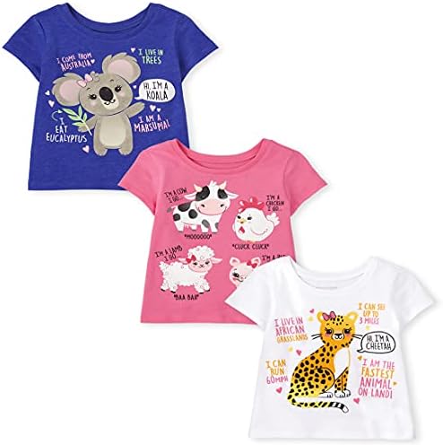 A casa infantil Baby Toddler Girl Manga curta T-shirt 3-Pack