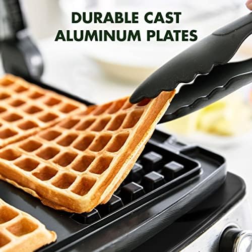Greenpan Elite 4 quadrado belga e clássica Waffle Iron, lava-louças de alumínio de cerâmica saudável Placas