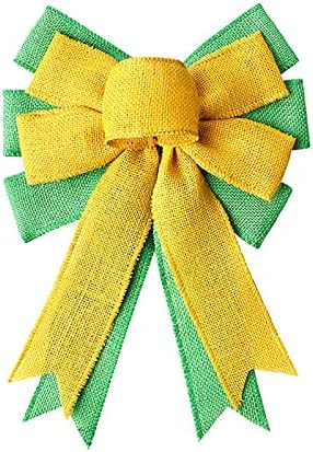 Spring Wreath Bow Bow Large Spring Green amarelo arco de toca de garoto de arco do laço do topper Ornamentos