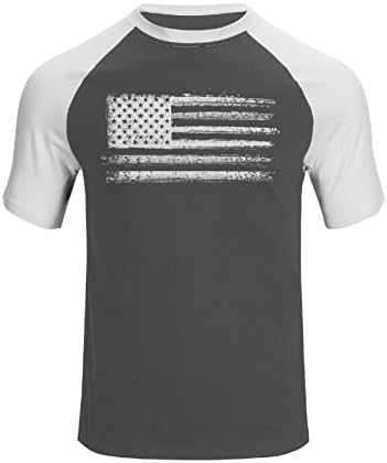 Hyfol Men's Graphic T-shirts Flag dos EUA algodão de manga curta