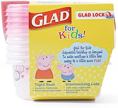 Fico feliz para as crianças Peppa Pig Gladware irem para recipientes de armazenamento de lanches com tampas,