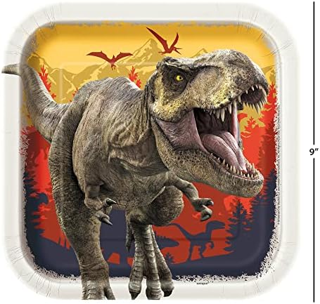 Jurassic World Party Supplys Tableware Pacote para 16 hóspedes - inclui 16 pratos, 16 pratos de