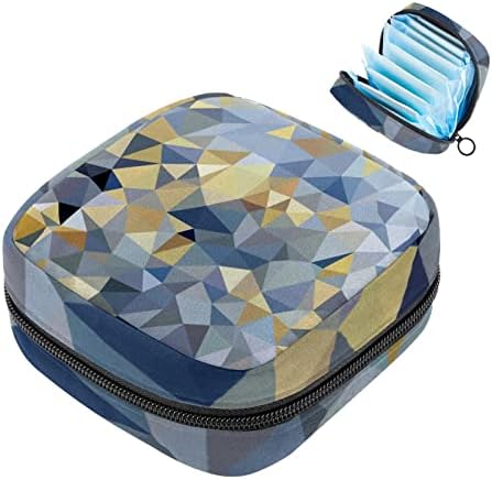 Bolsa de armazenamento de guardanapos sanitários de oryuekan, bolsas de zíper menstrual reutilizável portátil, bolsa de armazenamento de tampões para mulheres meninas, padrão geométrico Triângulo Cinza Golden Modern