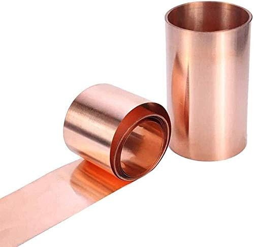 Folha de latão de Huilun 99,9% de cobre puro Placa de folha de folha de metal pura T2 Rolo de alumínio de metal de alta pureza, 200x1000mm, espessura de 0,3 mm de placas de latão