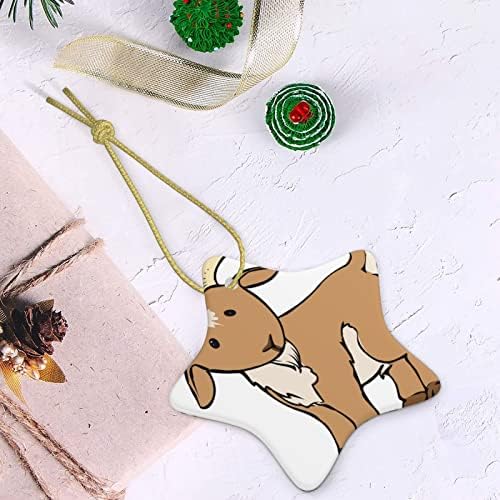 Brown Goat 2022 Christmas Ceramic Pinging para decorar a árvore de Natal