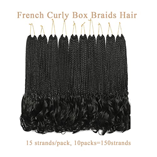 10 pacotes francês Curl Crochet Braids 18 polegadas Caixa de deusa Baixas Cabelo de crochê com extremidades encaracoladas onduladas Cabelo de crochê sintético para mulheres negras
