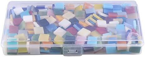 AuNifun 800pcs mixada mosaico colorido, manchado de mosaico de vidro transparente com caixa de organizador para decoração doméstica de artesanato diy, forma quadrada, 1 por 1 cm, aunifun