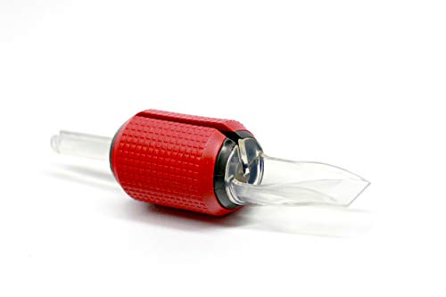 Beztat 30mm Ultra Premium Clear Disposable Tubos com Grip de silicone macio vermelho, 20 pacote, ponta de