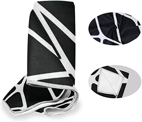Voovc Black White Polygon Microfiber Beach Toalha - leve, seco rápido ， compactável fácil de transportar toalhas para academia, piscina, acampamento, viagem, ioga