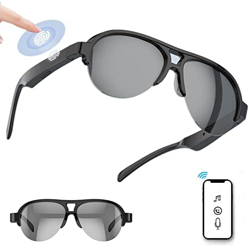 Qiopertar Óculos inteligentes óculos de sol Bluetooth sem fio Música de ouvido aberta e chamadas livres de
