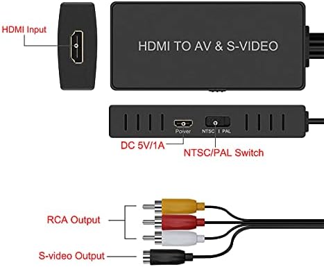 Dingsun HDMI para Svideo Converter HDMI para Audio Video Converter HDMI para RCA Adaptador com Svideo Suporte de cabo 720p/1080p Para laptop PC Xbox PS3 TV STB VHS VC