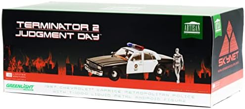 Toy Cars 1987 Chevy Caprice Metropolitan Police Black & White com T-1000 Android Figura Terminador 2: