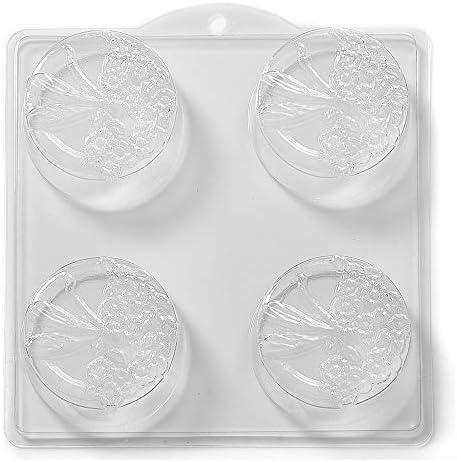 World of Molds 4 Cavidade Round Dragonfly and Flowers Soop/Bath Bomb Mold Mold L36 x 5